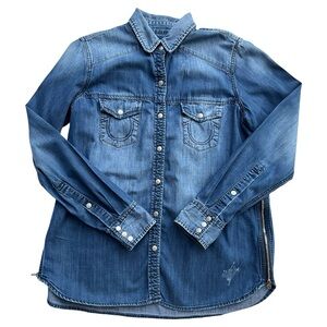 True Religion Indigo‎ Denim Shirt Size Small